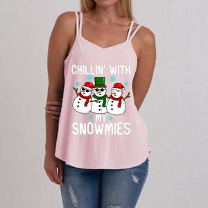 Chillin With My Snowmies Funny Christmas Group Outfits Cool Gift Women's Strappy Tank