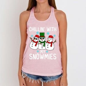 Chillin With My Snowmies Funny Christmas Group Outfits Cool Gift Women's Knotted Racerback Tank