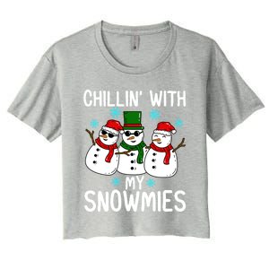 Chillin With My Snowmies Funny Christmas Group Outfits Cool Gift Women's Crop Top Tee