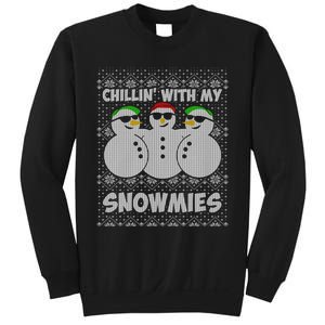 Chillin With My Snowmies Funny Ugly Christmas Sweatshirt