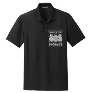 Chillin With My Snowmies Funny Ugly Christmas Dry Zone Grid Polo