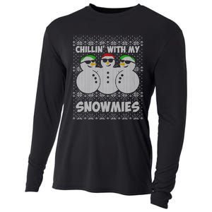 Chillin With My Snowmies Funny Ugly Christmas Cooling Performance Long Sleeve Crew