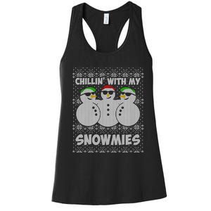 Chillin With My Snowmies Funny Ugly Christmas Women's Racerback Tank