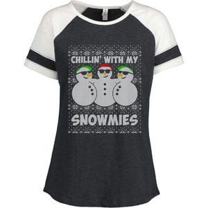 Chillin With My Snowmies Funny Ugly Christmas Enza Ladies Jersey Colorblock Tee