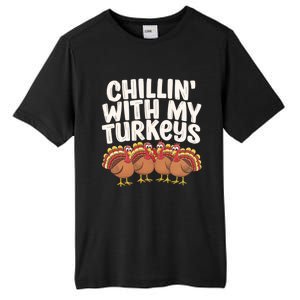 Chillin With My Turkeys Thanksgiving Turkeys Gift Tall Fusion ChromaSoft Performance T-Shirt