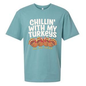 Chillin With My Turkeys Thanksgiving Turkeys Gift Sueded Cloud Jersey T-Shirt