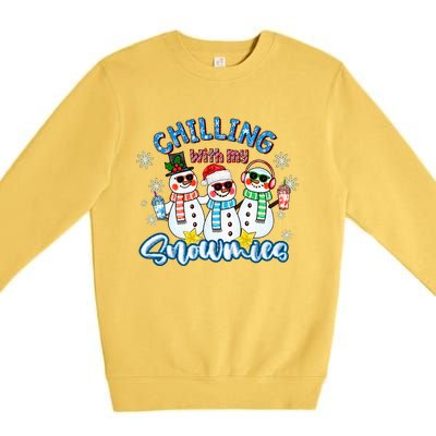 Chillin With My Snowmies Santa Snowman Gift Ugly Christmas  Premium Crewneck Sweatshirt