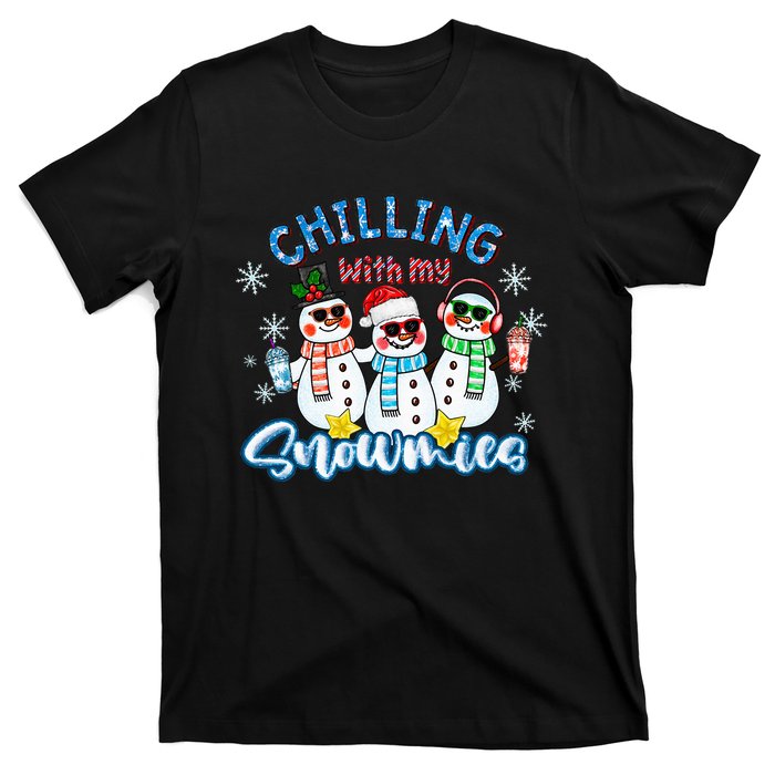 Chillin With My Snowmies Santa Snowman Gift Ugly Christmas  T-Shirt