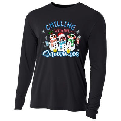 Chillin With My Snowmies Santa Snowman Gift Ugly Christmas  Cooling Performance Long Sleeve Crew