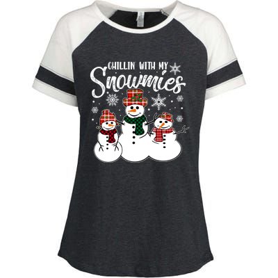 Chillin With My Snowmies Family Pajamas Christmas Snow Great Gift Enza Ladies Jersey Colorblock Tee