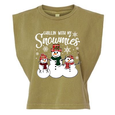 Chillin With My Snowmies Family Pajamas Christmas Snow Great Gift Garment-Dyed Women's Muscle Tee