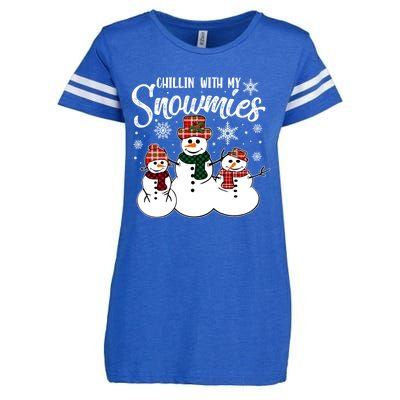 Chillin With My Snowmies Family Pajamas Christmas Snow Great Gift Enza Ladies Jersey Football T-Shirt