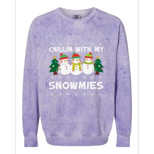 Chillin With My Snowmies Ugly Christmas Sweater Snow Cute Gift Colorblast Crewneck Sweatshirt