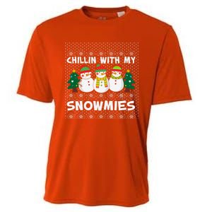 Chillin With My Snowmies Ugly Christmas Sweater Snow Cute Gift Cooling Performance Crew T-Shirt