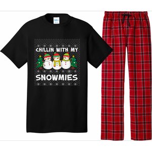 Chillin With My Snowmies Ugly Christmas Sweater Snow Cute Gift Pajama Set