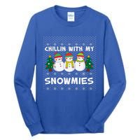 Chillin With My Snowmies Ugly Christmas Sweater Snow Cute Gift Tall Long Sleeve T-Shirt