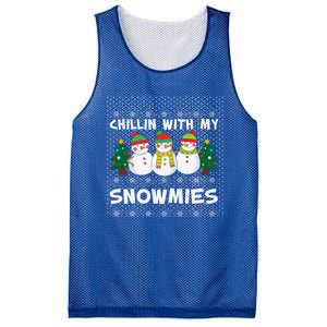 Chillin With My Snowmies Ugly Christmas Sweater Snow Cute Gift Mesh Reversible Basketball Jersey Tank