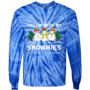 Chillin With My Snowmies Ugly Christmas Sweater Snow Cute Gift Tie-Dye Long Sleeve Shirt