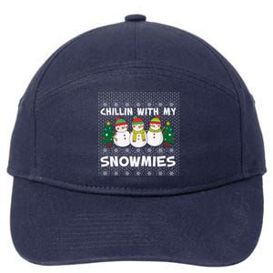 Chillin With My Snowmies Ugly Christmas Sweater Snow Cute Gift 7-Panel Snapback Hat