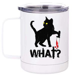 Cat What Murderous Black Cat With Knife Halloween 12 oz Stainless Steel Tumbler Cup