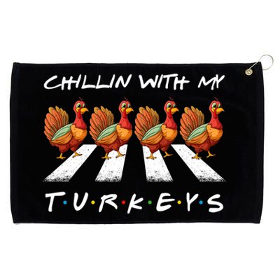 Chillin With My Turkeys funny turkey thanksgiving family Grommeted Golf Towel