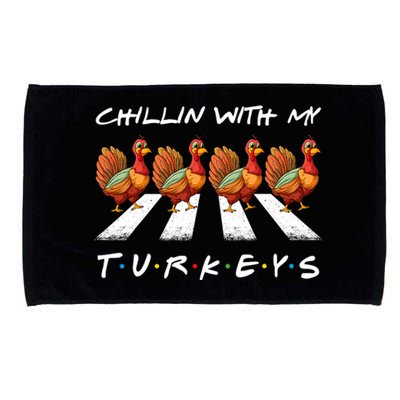 Chillin With My Turkeys funny turkey thanksgiving family Microfiber Hand Towel