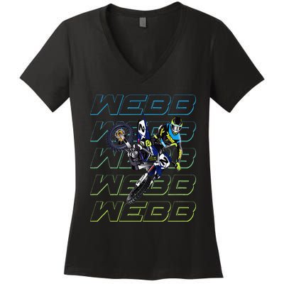 Cw2 Webb Motocross Cooper Supercross Women's V-Neck T-Shirt