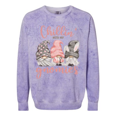 Chillin With My Gnomies Easter Gnome Bunny Ears Hunting Colorblast Crewneck Sweatshirt