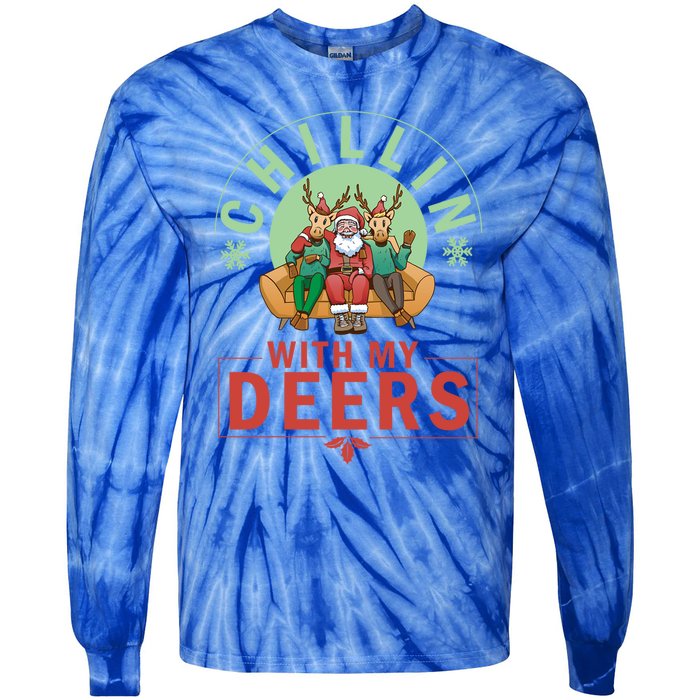 Chilling With My Dears Meaningful Gift Xmas Holidays Christmas Gift Tie-Dye Long Sleeve Shirt