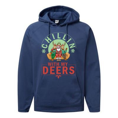 Chilling With My Dears Meaningful Gift Xmas Holidays Christmas Gift Performance Fleece Hoodie