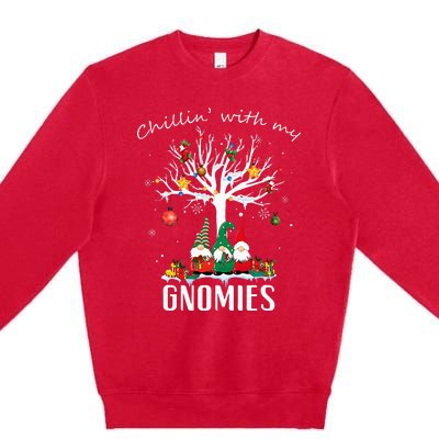 Chillin With My Gnomies with Four Gnomes Christmas Premium Crewneck Sweatshirt