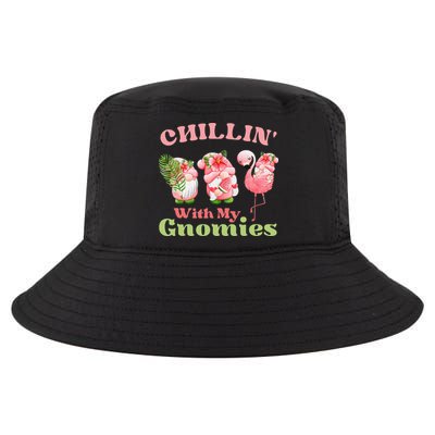 Chillin with my gnomies Tropical gnomes with a flamingo Cool Comfort Performance Bucket Hat