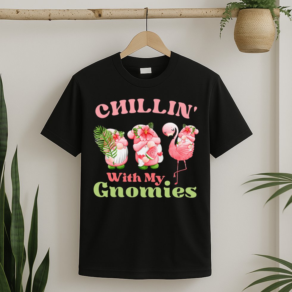 Chillin with my gnomies Tropical gnomes with a flamingo T-Shirt