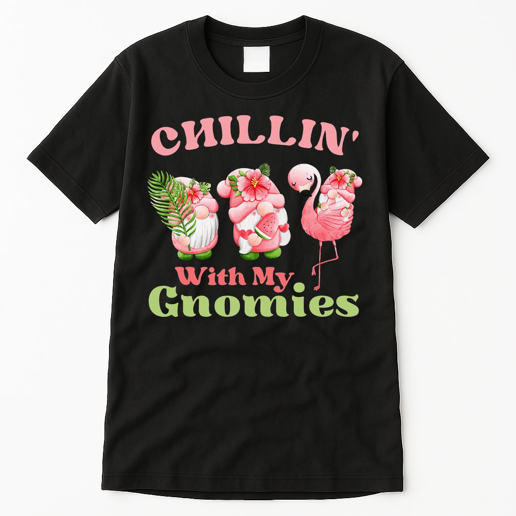 Chillin with my gnomies Tropical gnomes with a flamingo Tall T-Shirt