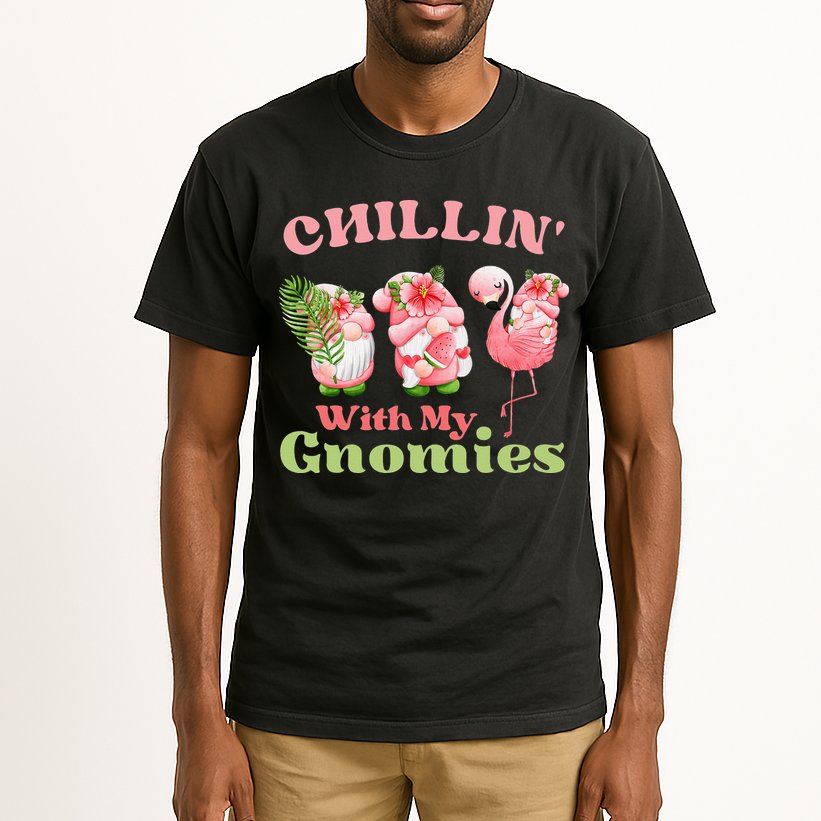 Chillin with my gnomies Tropical gnomes with a flamingo Tall T-Shirt