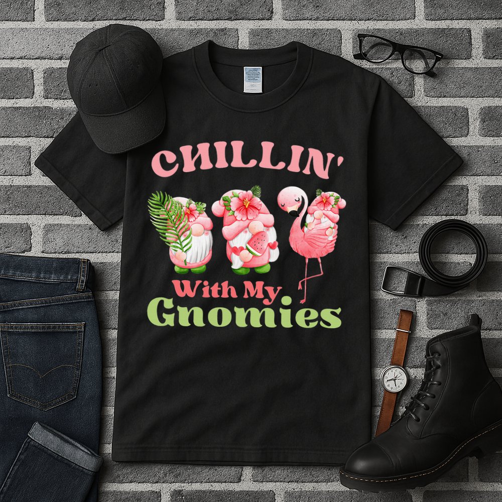 Chillin with my gnomies Tropical gnomes with a flamingo Tall T-Shirt
