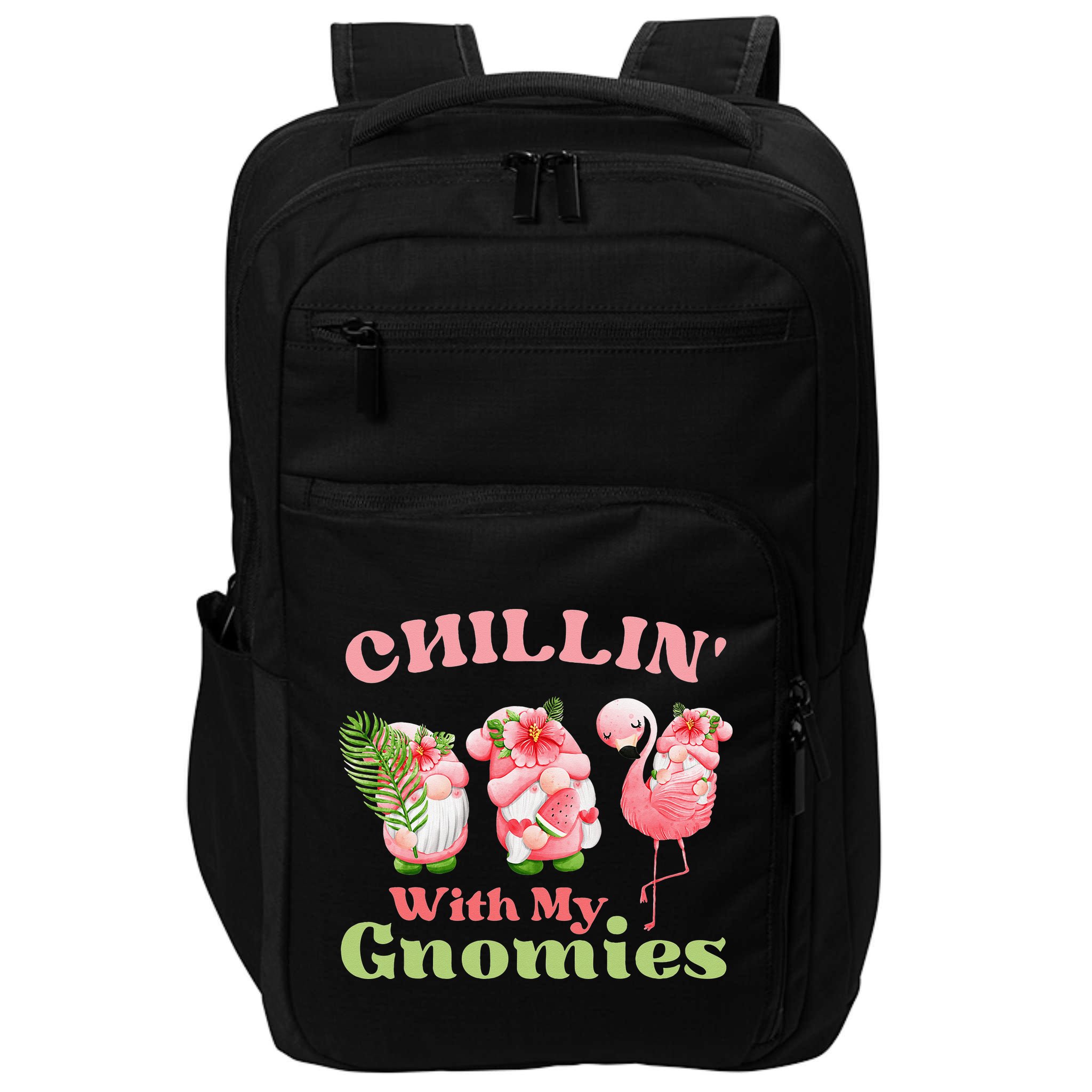 Chillin with my gnomies Tropical gnomes with a flamingo Impact Tech Backpack