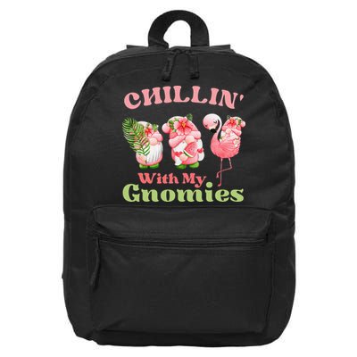 Chillin with my gnomies Tropical gnomes with a flamingo 16 in Basic Backpack