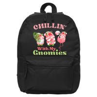 Chillin with my gnomies Tropical gnomes with a flamingo 16 in Basic Backpack