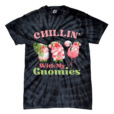 Chillin with my gnomies Tropical gnomes with a flamingo Tie-Dye T-Shirt