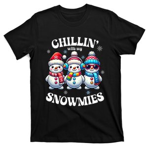 Chillin With My Snowmies Funny Snowman Christmas T-Shirt