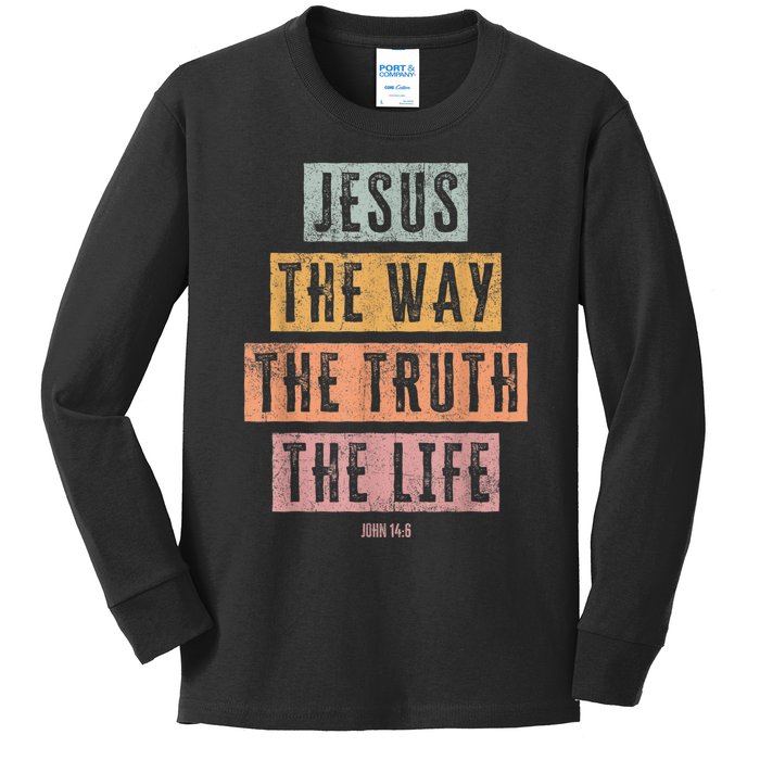 Christian Women Men Jesus The Way Truth Life Kids Long Sleeve Shirt