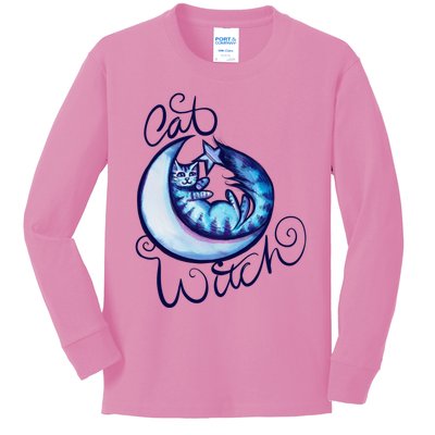 Cat Witch Moon Art Moon Gift Kids Long Sleeve Shirt