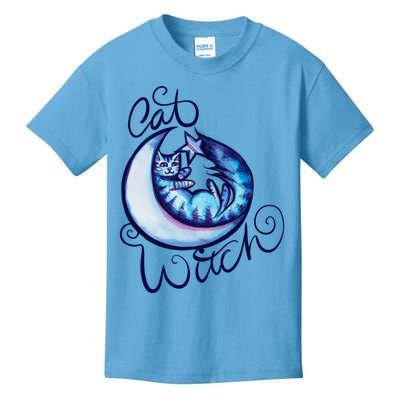 Cat Witch Moon Art Moon Gift Kids T-Shirt