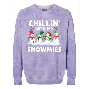 Chillin With My Snowmies Funny Snow Pajamas For Family Cute Gift Colorblast Crewneck Sweatshirt