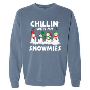 Chillin With My Snowmies Funny Snow Pajamas For Family Cute Gift Garment-Dyed Sweatshirt