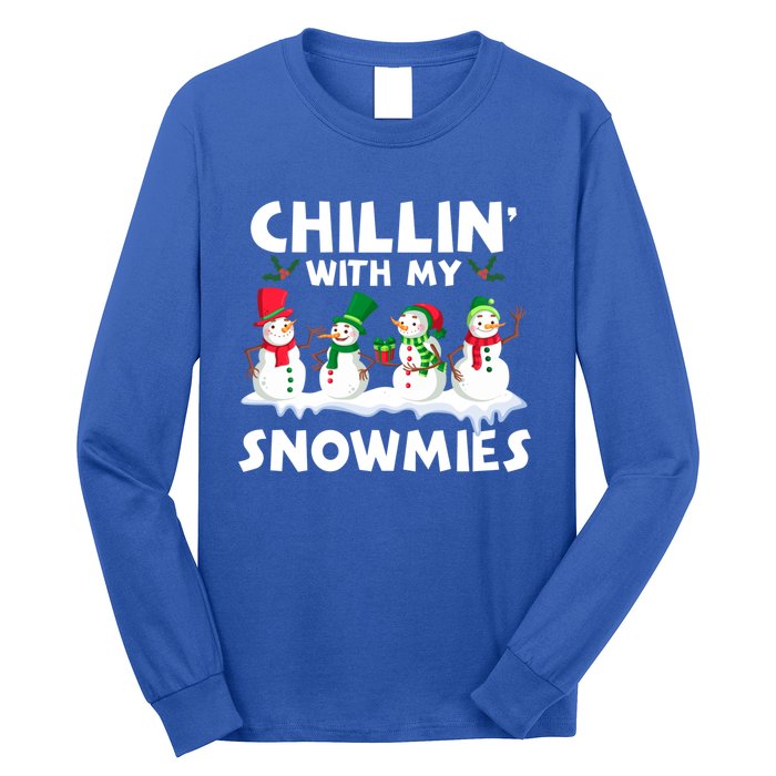 Chillin With My Snowmies Funny Snow Pajamas For Family Cute Gift Long Sleeve Shirt