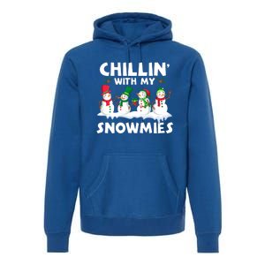 Chillin With My Snowmies Funny Snow Pajamas For Family Cute Gift Premium Hoodie