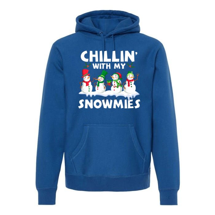 Chillin With My Snowmies Funny Snow Pajamas For Family Cute Gift Premium Hoodie