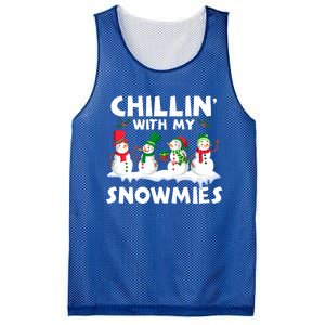 Chillin With My Snowmies Funny Snow Pajamas For Family Cute Gift Mesh Reversible Basketball Jersey Tank